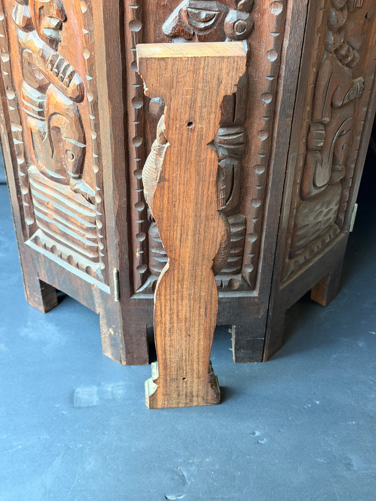 Vintage Indian Carved Wood Female Figure Architectural Bracket Pilaster 15 in