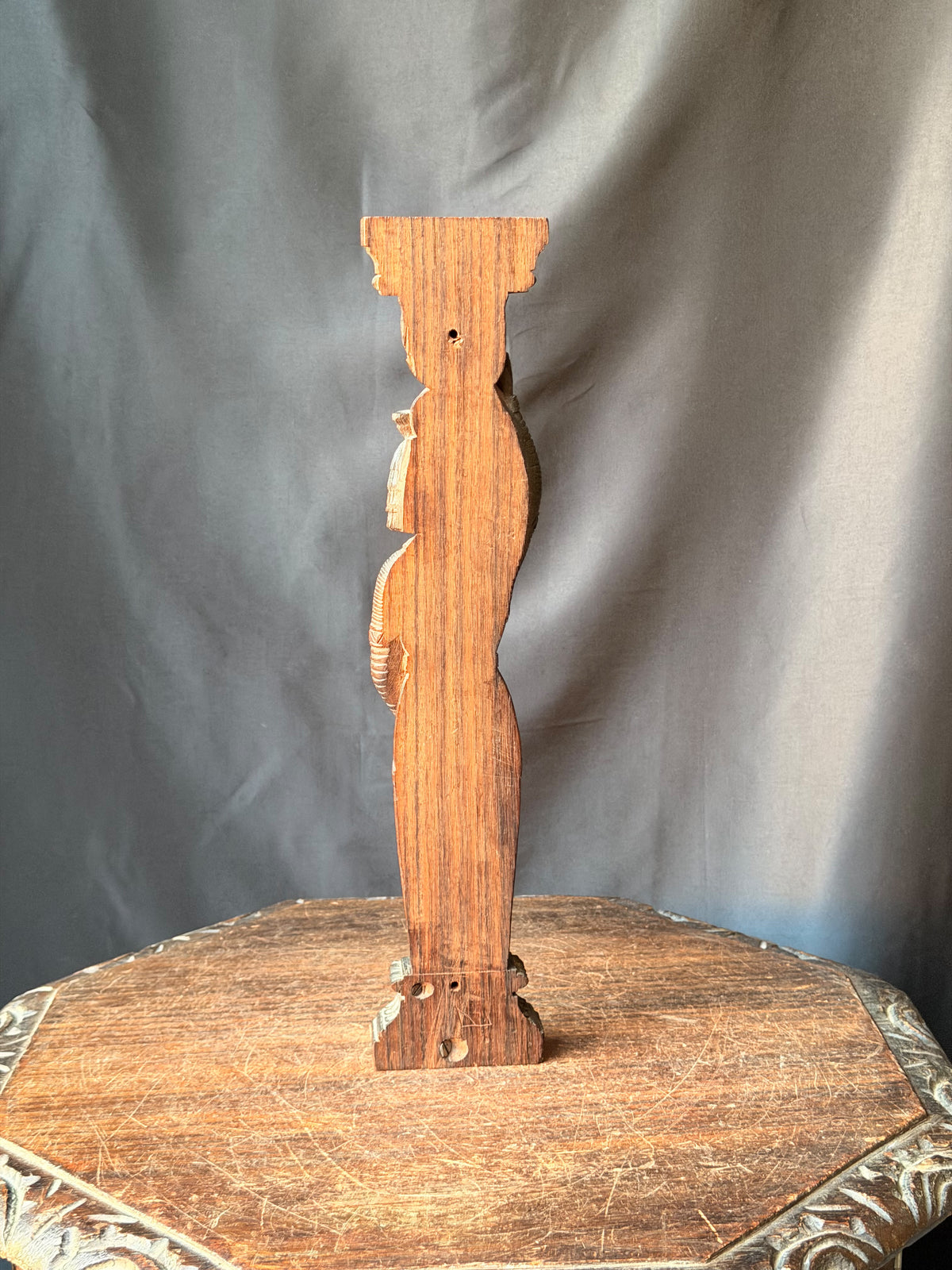 Vintage Indian Carved Wood Female Figure Architectural Bracket Pilaster 15 in