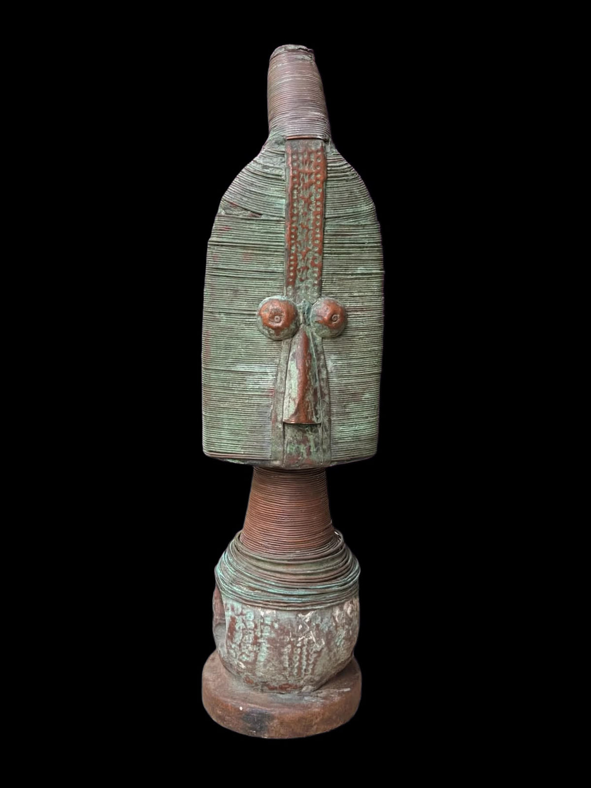 Kota Mahongwe Reliquary Guardian Figure Copper Wire Wood Gabon African Art 22 in