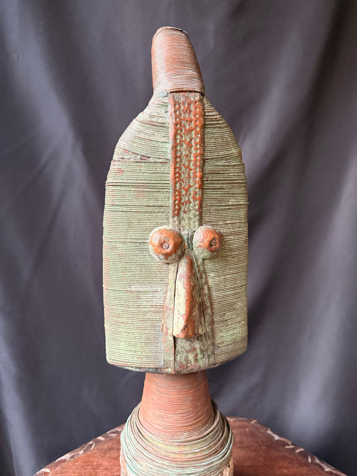 Kota Mahongwe Reliquary Guardian Figure Copper Wire Wood Gabon African Art 22 in