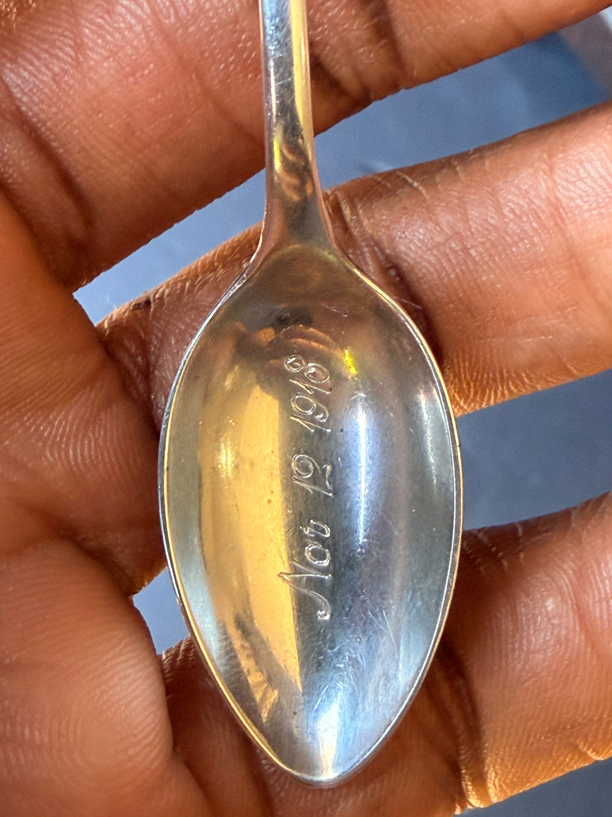 Antique Alvin Sterling Silver Demitasse Spoon Openwork Handle Engraved 1918