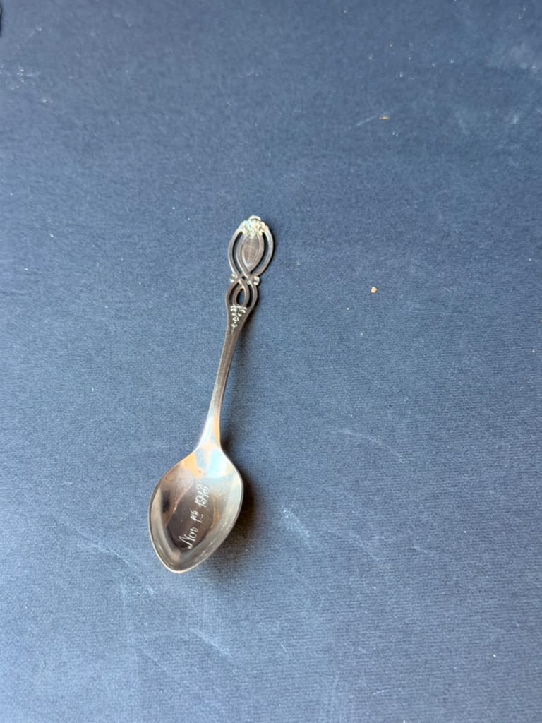 Antique Alvin Sterling Silver Demitasse Spoon Openwork Handle Engraved 1918