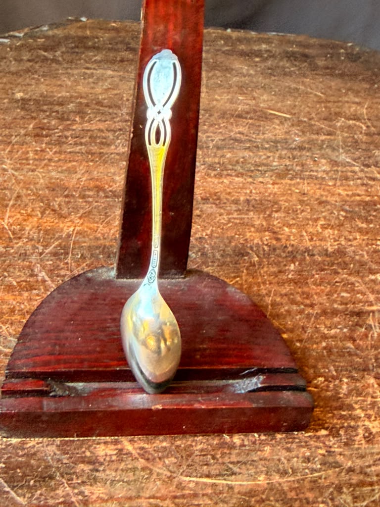 Antique Alvin Sterling Silver Demitasse Spoon Openwork Handle Engraved 1918