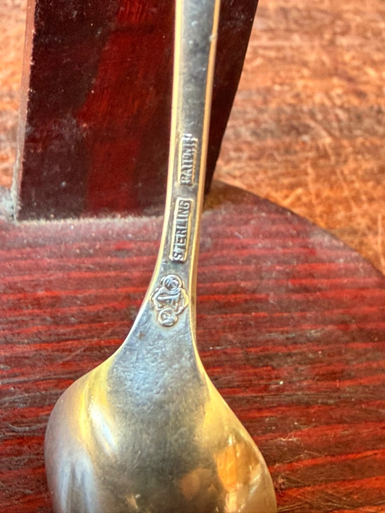 Antique Alvin Sterling Silver Demitasse Spoon Openwork Handle Engraved 1918