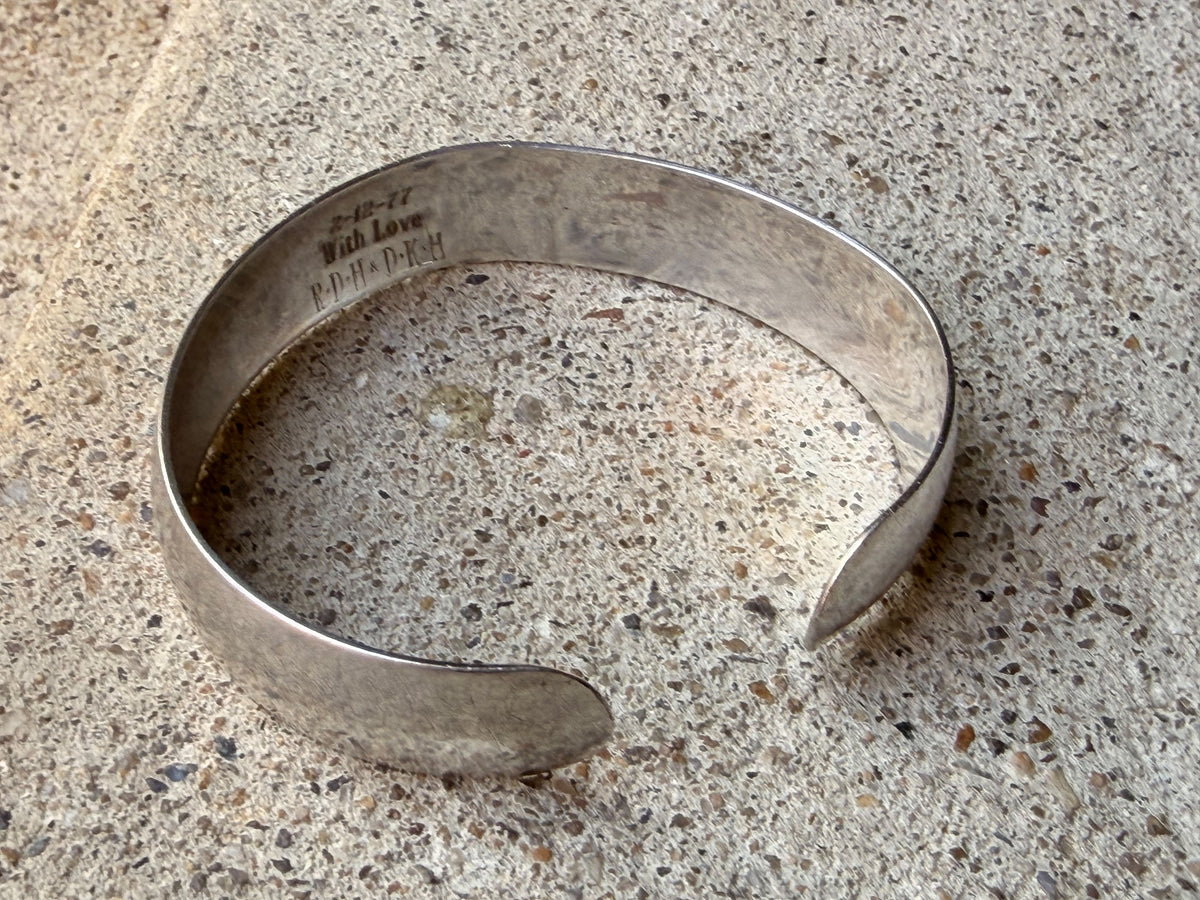 Vintage S. Kirk & Son Sterling Silver Cuff Bracelet Monogram LJH 1977 19.8g