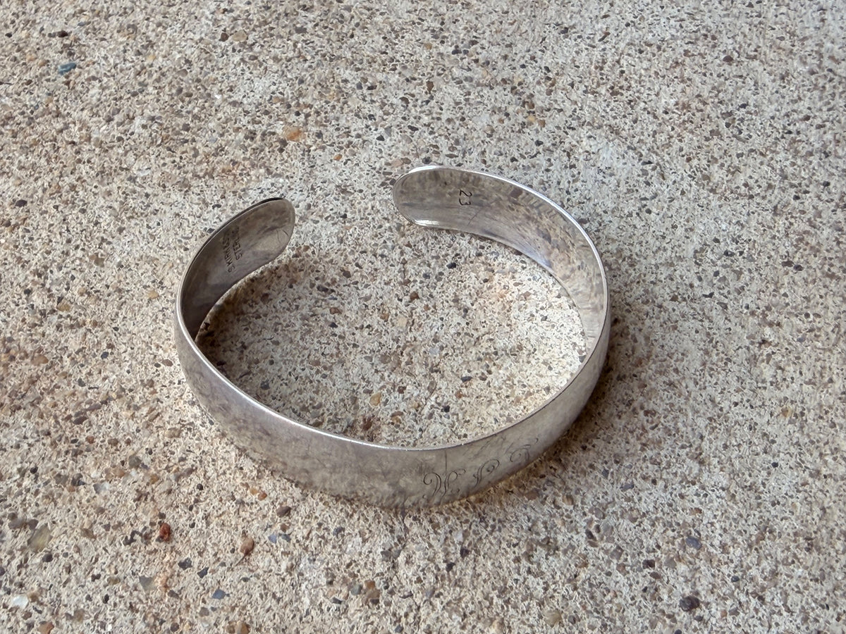 Vintage S. Kirk & Son Sterling Silver Cuff Bracelet Monogram LJH 1977 19.8g