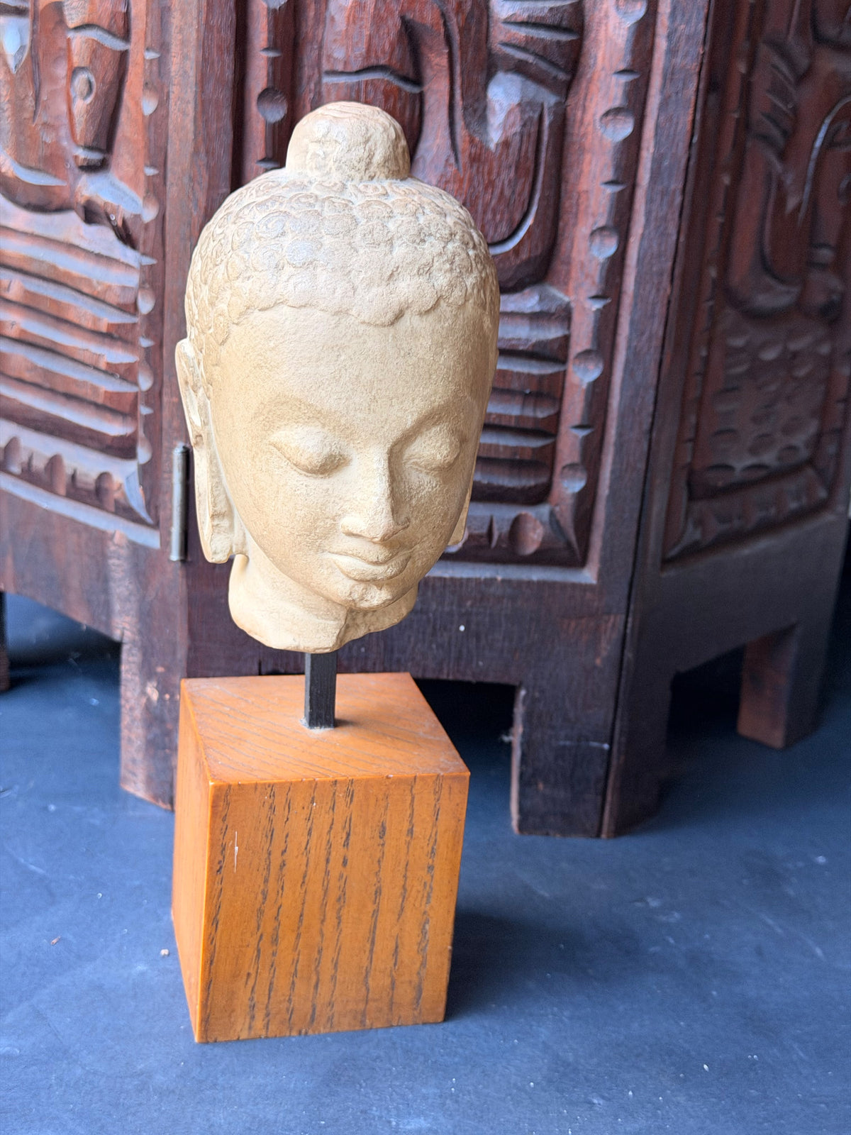 Musee du Louvre Ateliers de Moulage Gupta Buddha Head Museum Cast on Stand 10.3 in
