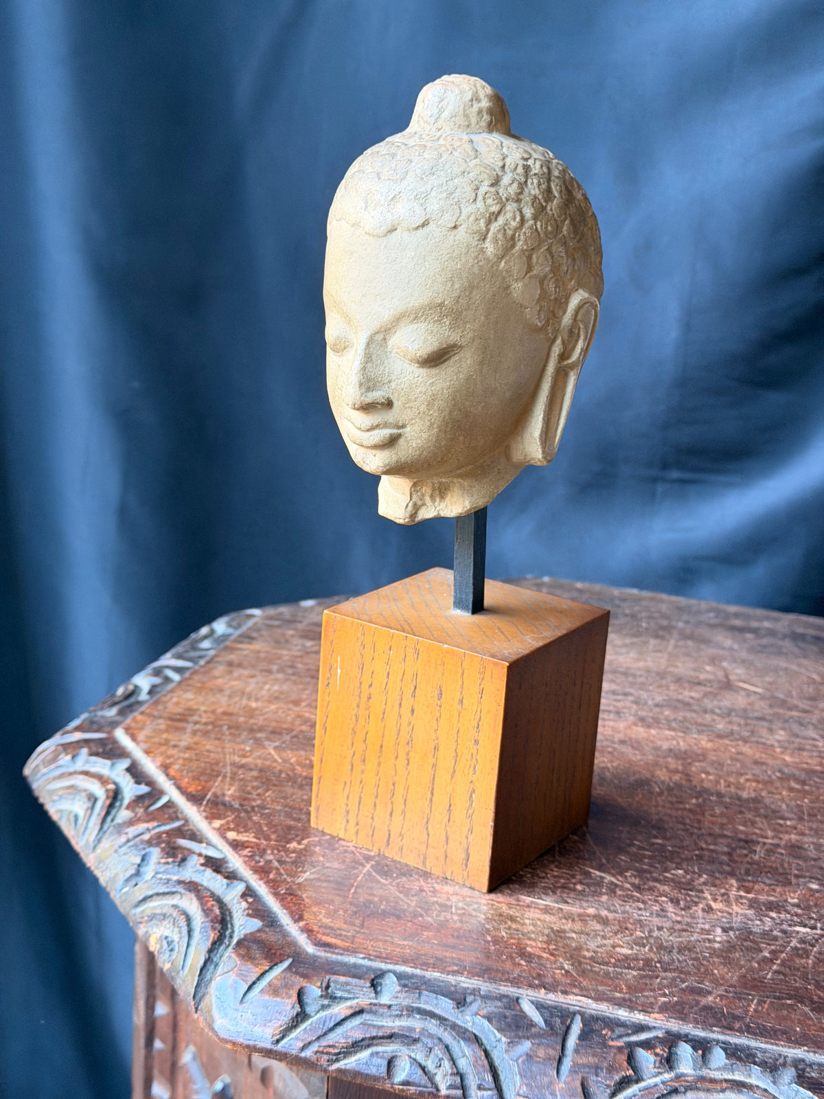 Musee du Louvre Ateliers de Moulage Gupta Buddha Head Museum Cast on Stand 10.3 in