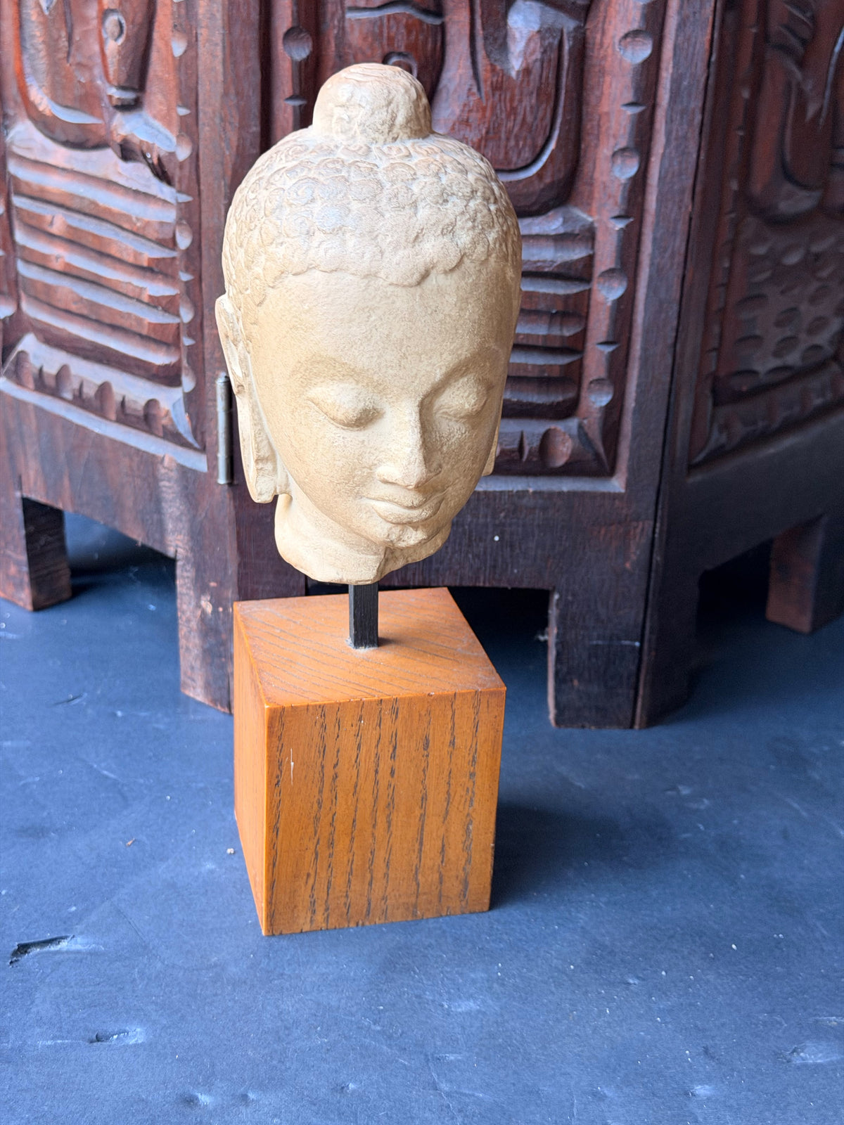 Musee du Louvre Ateliers de Moulage Gupta Buddha Head Museum Cast on Stand 10.3 in