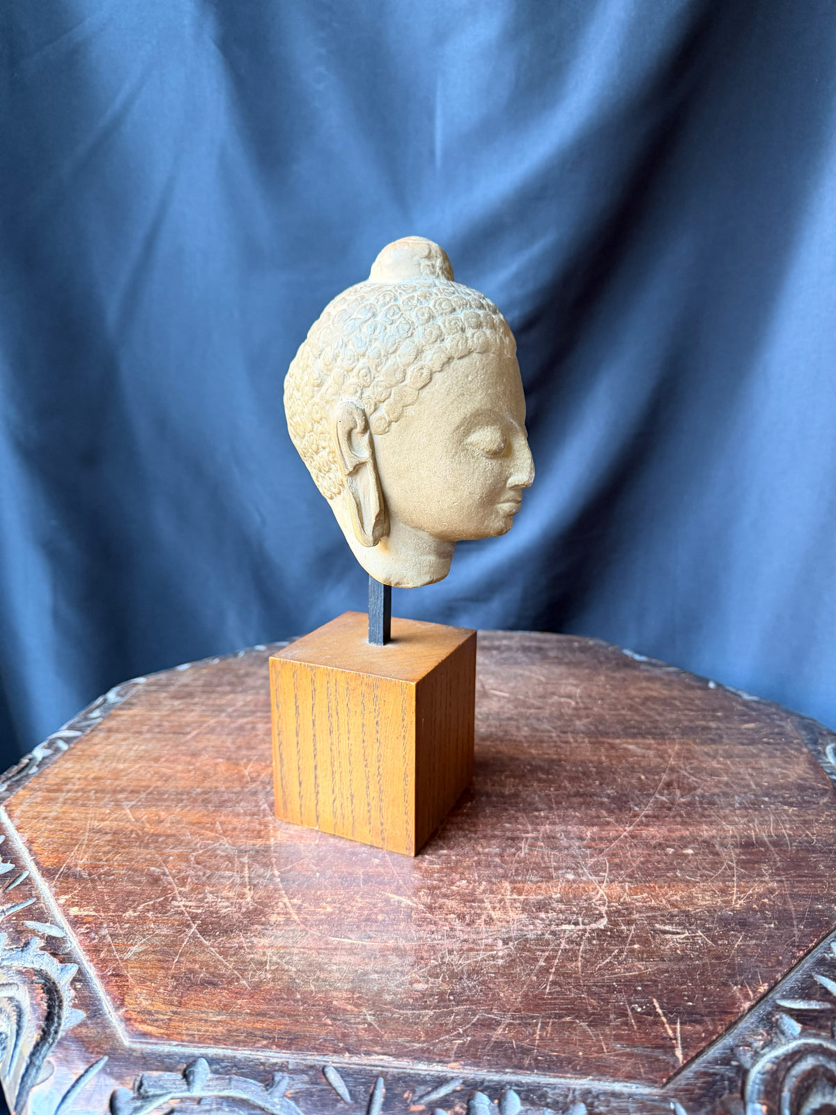 Musee du Louvre Ateliers de Moulage Gupta Buddha Head Museum Cast on Stand 10.3 in