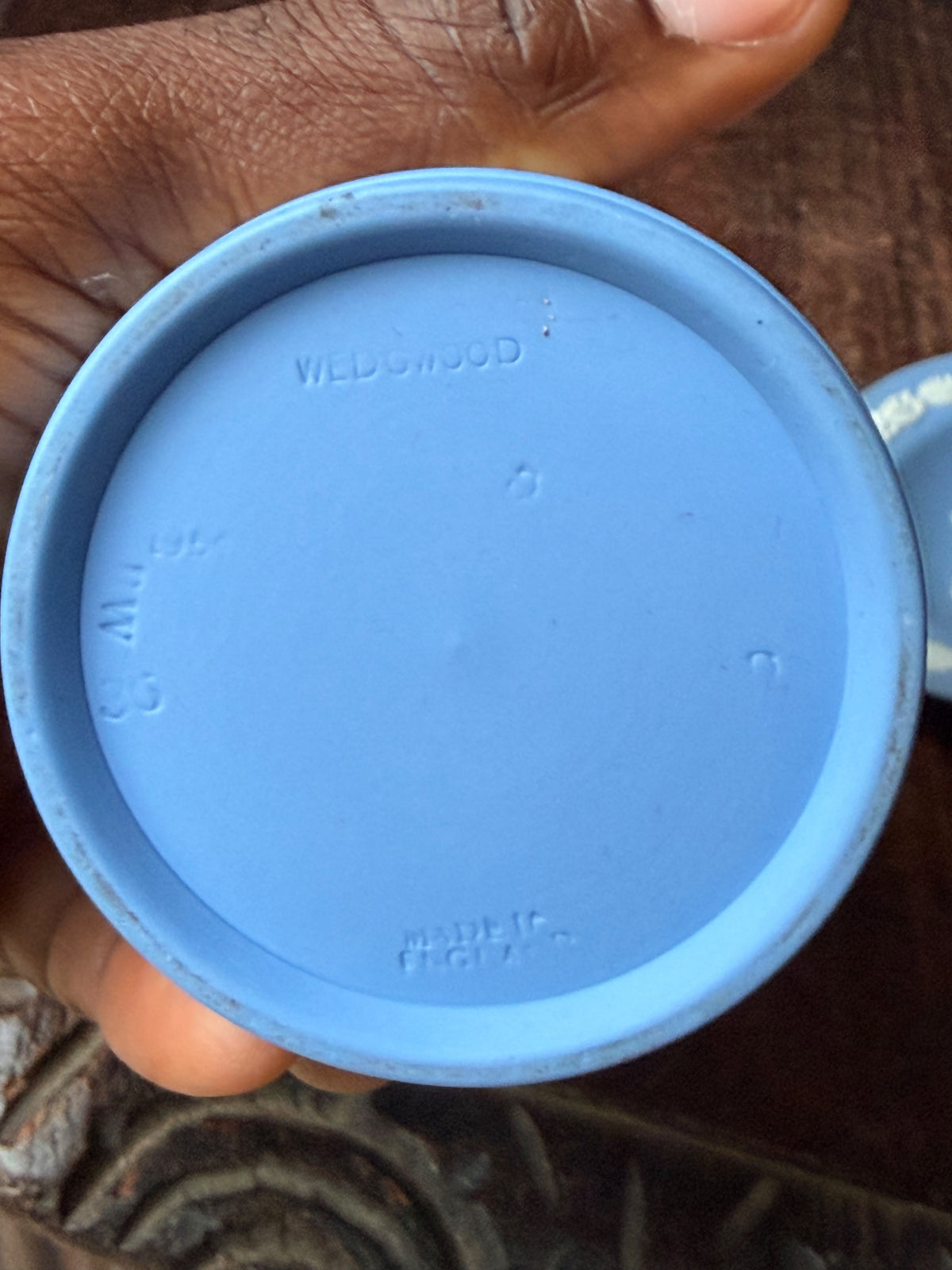 Vintage Wedgwood Pale Blue Jasperware Creamer Jug & Spade Trinket Dish Set of 2