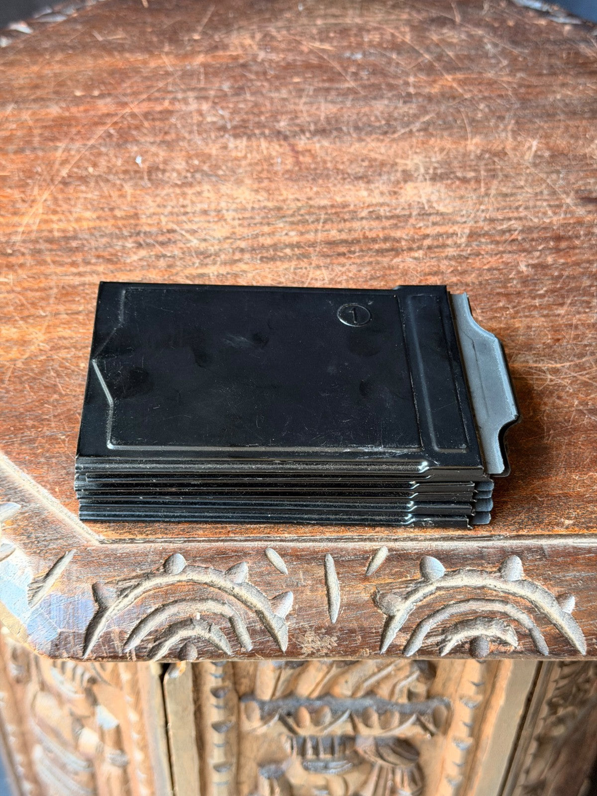 6 Vintage Metal Plate Film Holders Numbered 1-6, Each 5.75 x 3.7 in (14.6 x 9.4 cm)