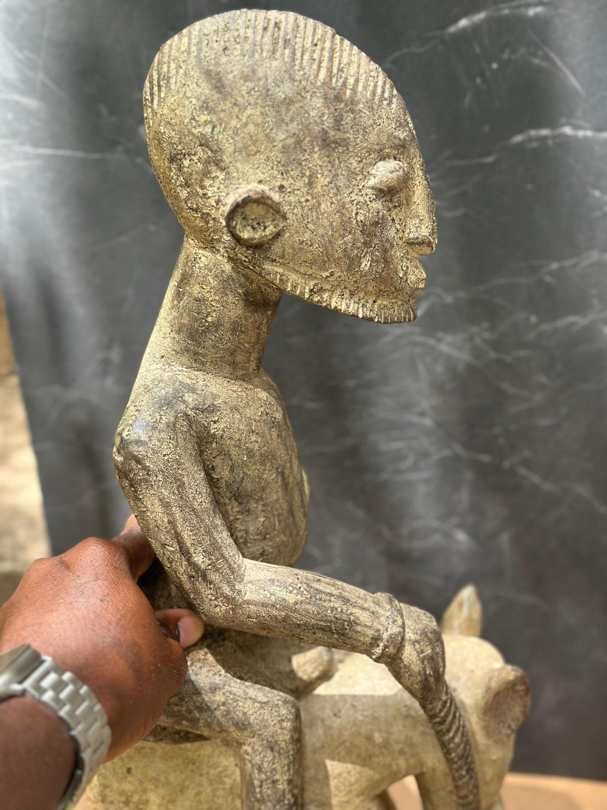 Magnificent Dogon (Mali) Equestrian Ancestral Figure - Hand Carved Wood - 25" Tall