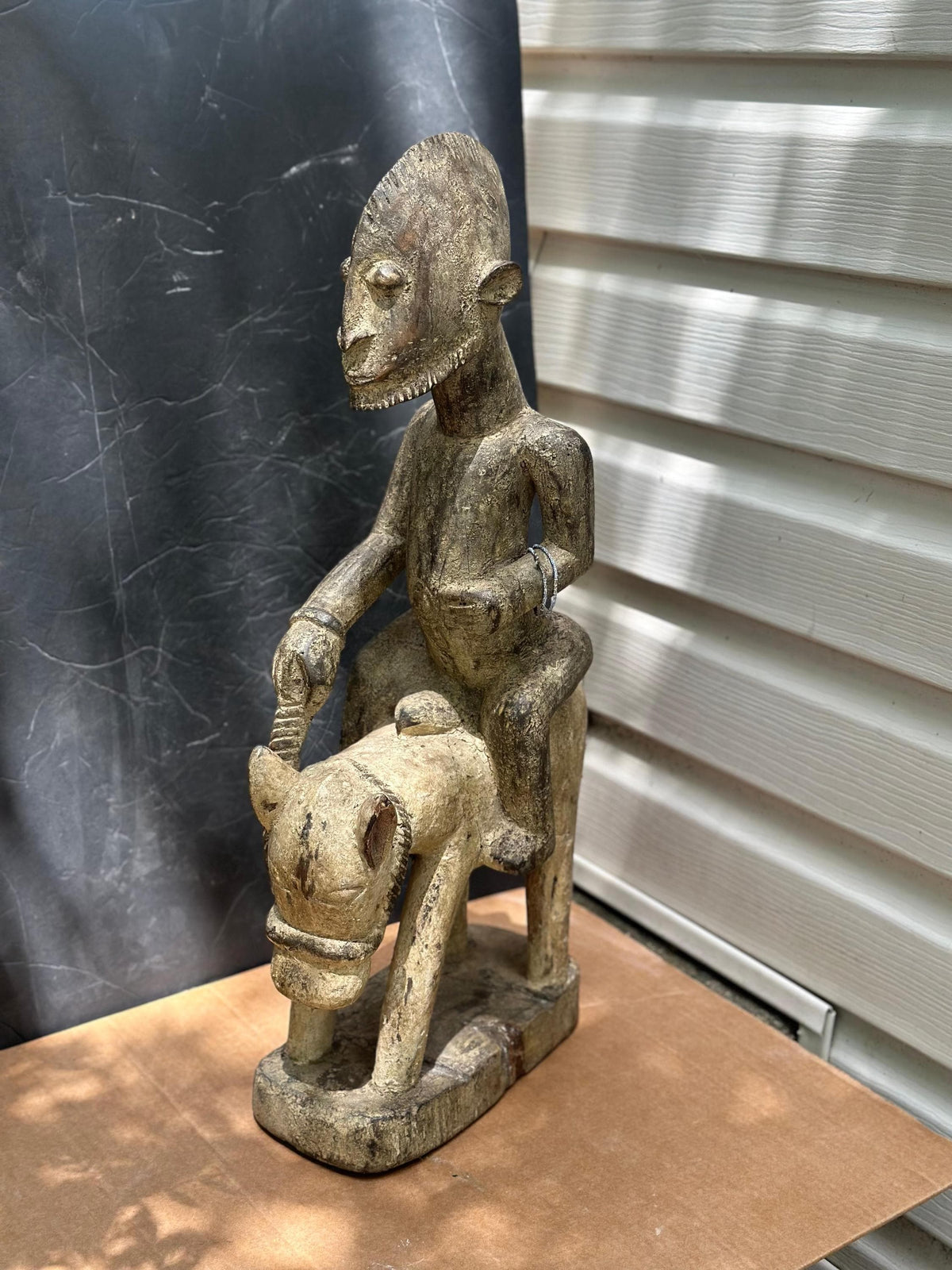 Magnificent Dogon (Mali) Equestrian Ancestral Figure - Hand Carved Wood - 25" Tall