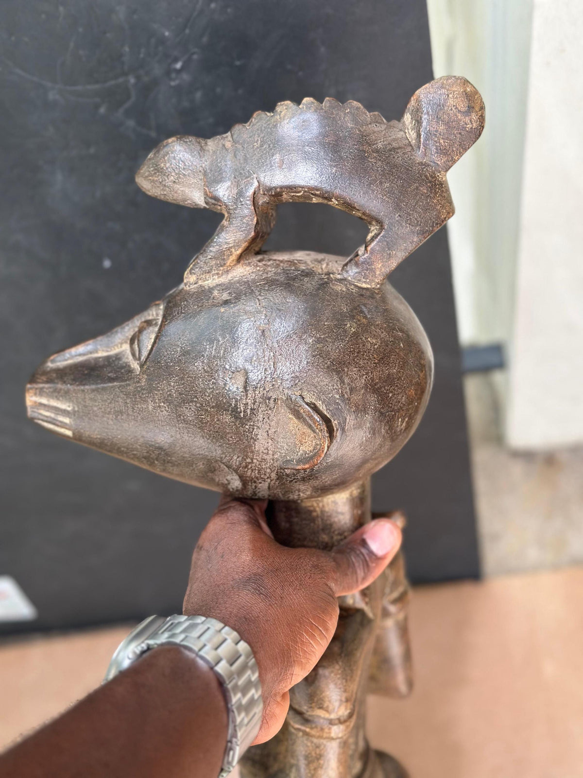 Senufo (Côte d'Ivoire/Mali) Poro Society Equestrian Figure-Hand Carved Wood- 30"