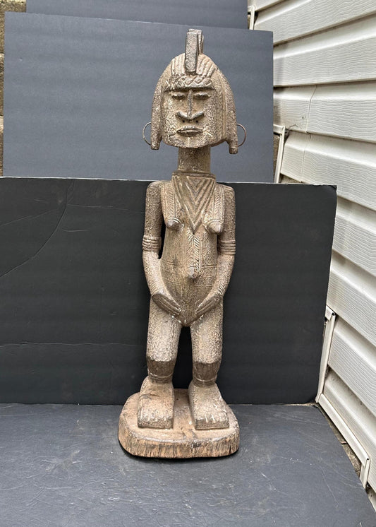Vintage Dogon Nommo Figure Hand Carved Wood Sculpture Mali African Art 31"