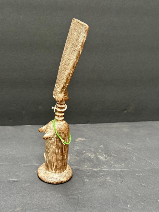 Vintage Fante Akua'ba Doll - Hand-Carved Wooden Figure from Ghana 8 inches