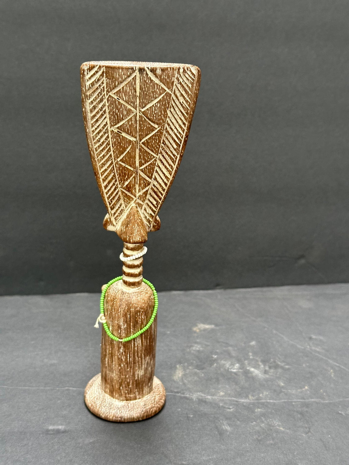 Vintage Fante Akua'ba Doll - Hand-Carved Wooden Figure from Ghana 8 inches