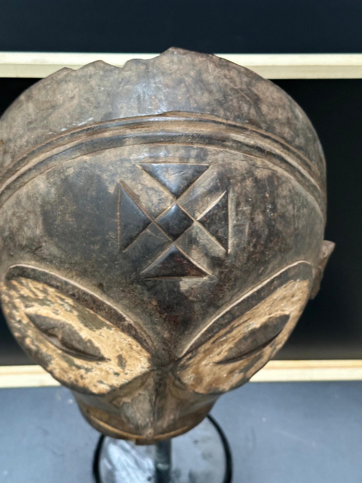 Vintage Chokwe Cihongo Ancestor Mask Carved Wood Angola DRC African Art 14"