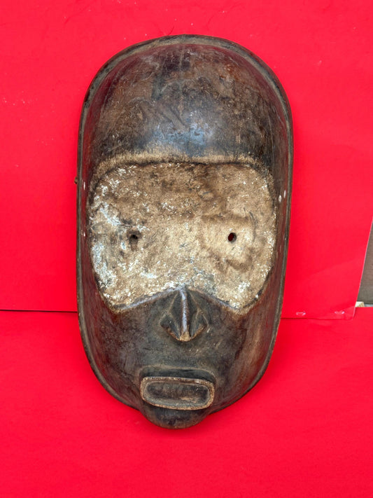 Vintage Bena Lulua Mask Hand Carved Wood DR Congo African Tribal Art 16"