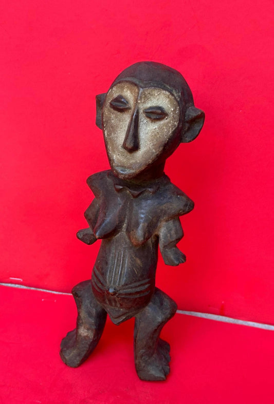 Vintage Lega Initiation Figure: Hand-Carved Tribal Wood Sculpture