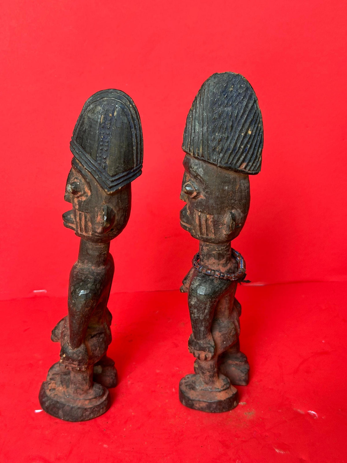 Yoruba Ibeji Twin Figures - 10" Carved Wood Pair | African Tribal Art Decor