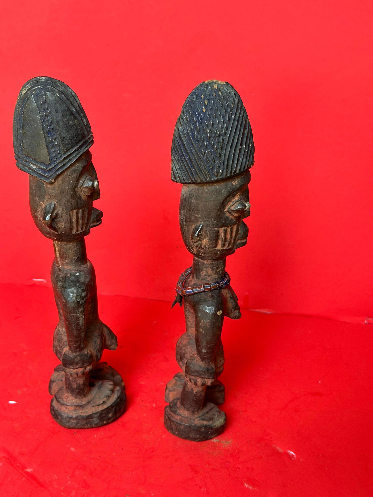 Yoruba Ibeji Twin Figures - 10" Carved Wood Pair | African Tribal Art Decor