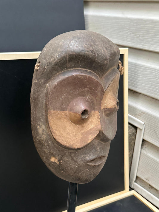 Bembe DR Congo Wooden Mask - 11" Ritual Artifact | African Tribal Art Decor