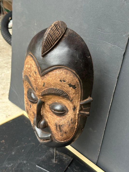 Vintage Pende Mask Hand Carved Wood Ceremonial Mask DR Congo African 15"