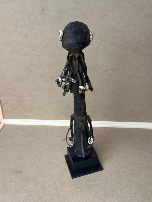 Vintage Mossi Biga Doll - Ritual Figure - Leather & Cowrie Shells - 14.5" Tall