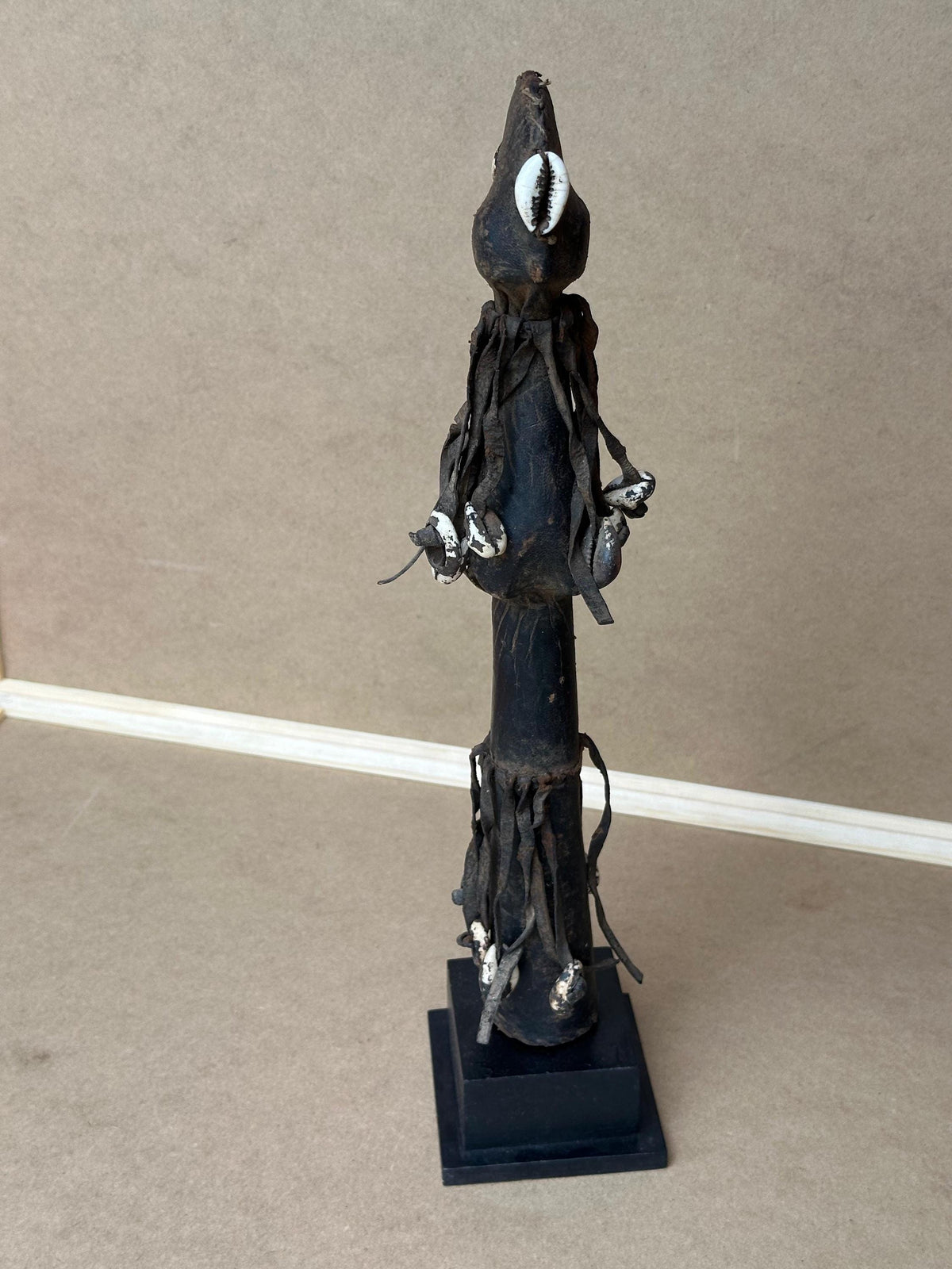Vintage Mossi Biga Doll - Ritual Figure - Leather & Cowrie Shells - 14.5" Tall