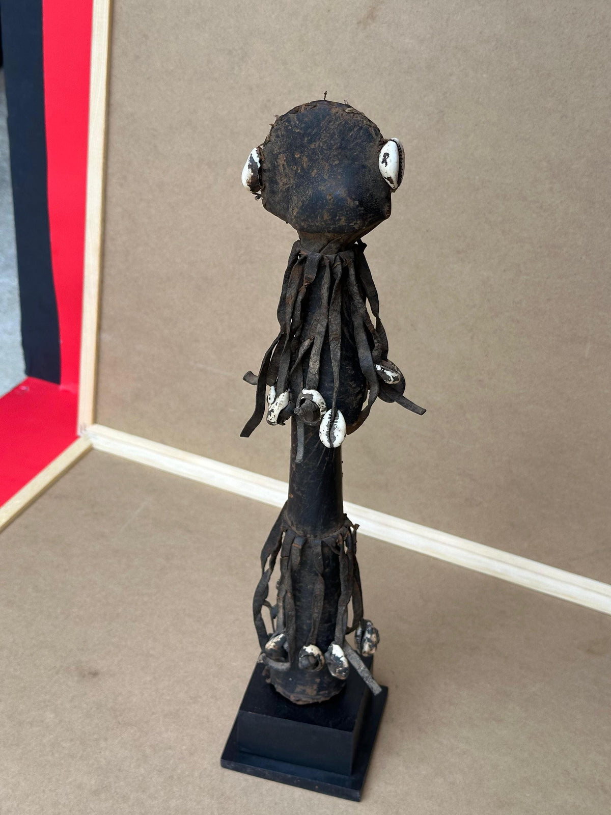 Vintage Mossi Biga Doll - Ritual Figure - Leather & Cowrie Shells - 14.5" Tall