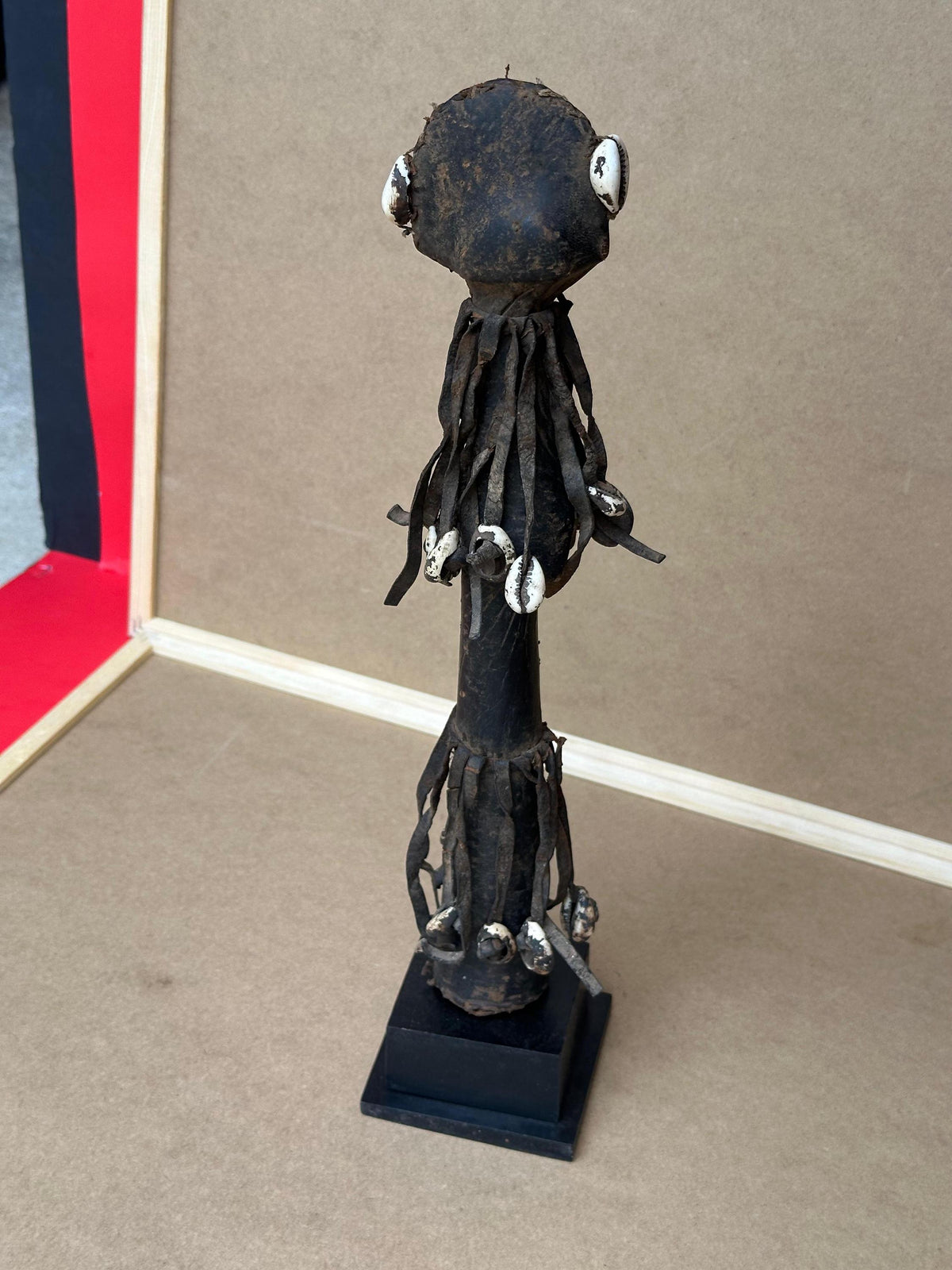 Vintage Mossi Biga Doll - Ritual Figure - Leather & Cowrie Shells - 14.5" Tall