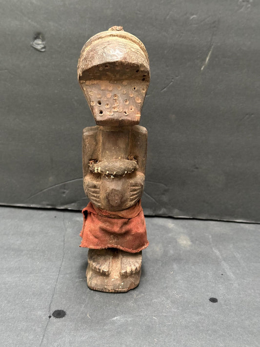 Songye Power Figure Nkisi Faceless Style Carved Wood DR Congo African 8"