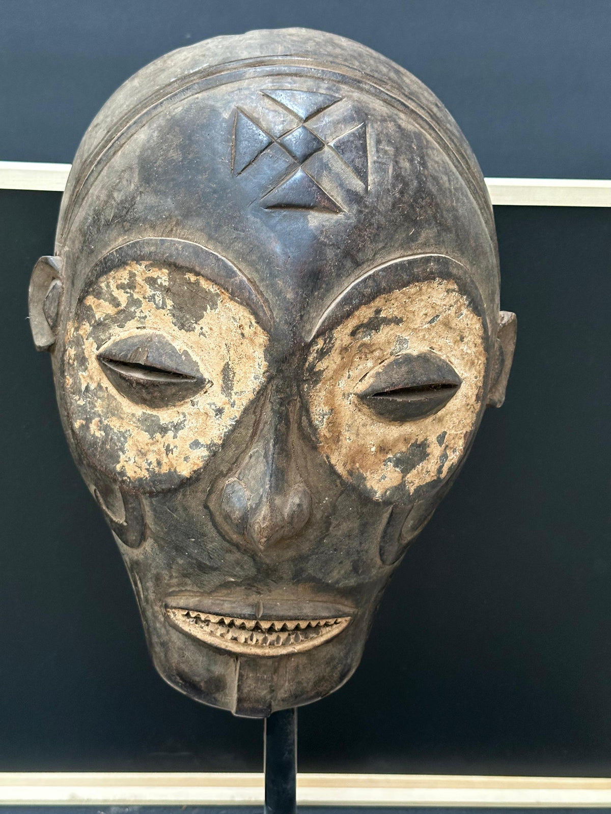Vintage Chokwe Cihongo Ancestor Mask Carved Wood Angola DRC African Art 14"