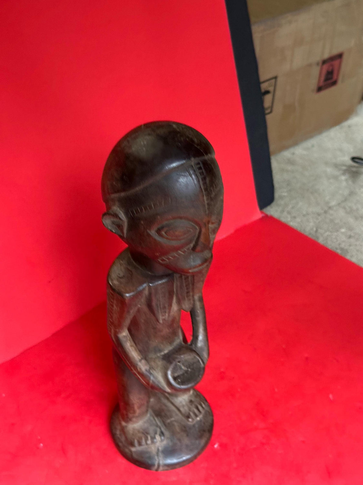 Vintage Tabwa Standing Female Figure Carved Wood DR Congo African Statue 13"