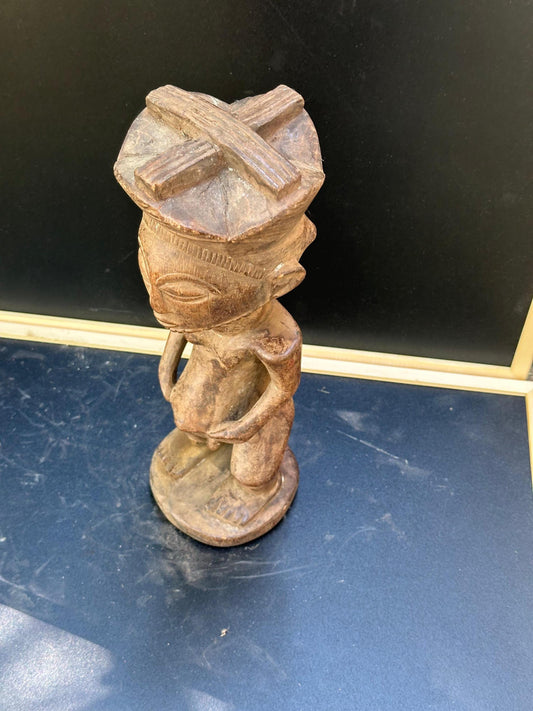 Vintage Luba Ancestor Figure - Hand-Carved from the DRC (13") | African Tribal Art Decor