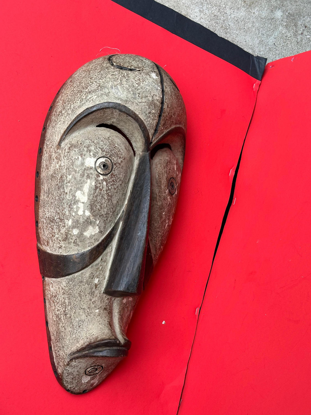 Vintage Fang Mask Hand Carved Wood Gabon African Tribal Art 19.5"