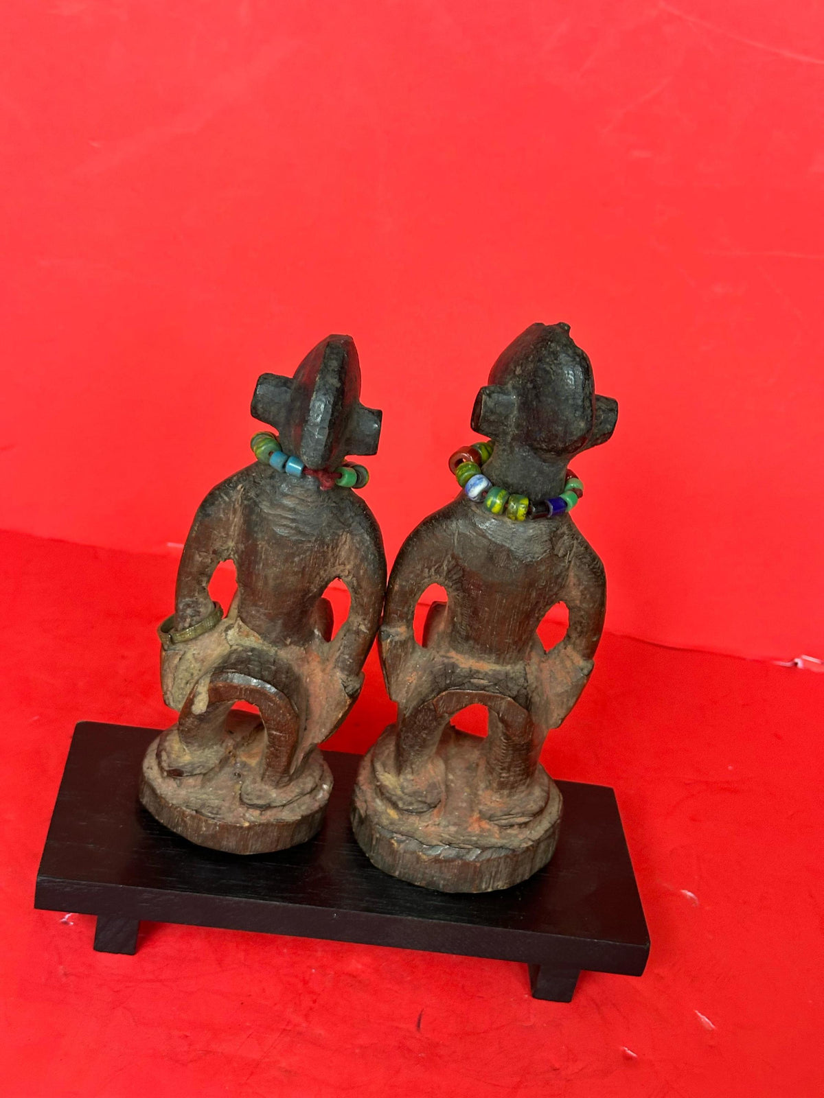 Vintage Yoruba 'Ere Ibeji' Twin Figures - Male & Female Pair on Custom Stand