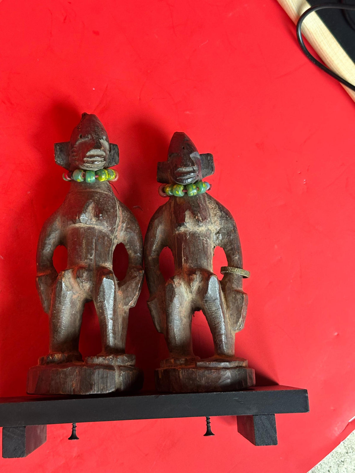 Vintage Yoruba 'Ere Ibeji' Twin Figures - Male & Female Pair on Custom Stand