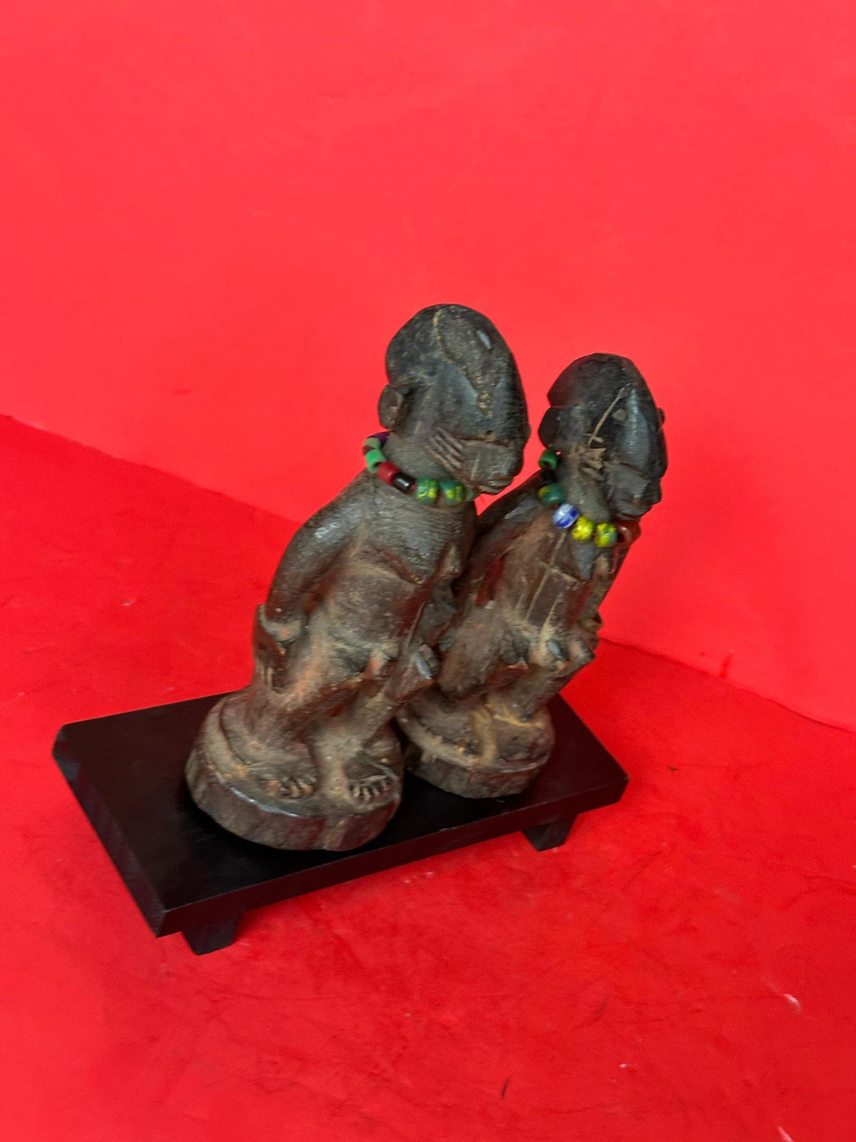 Vintage Yoruba 'Ere Ibeji' Twin Figures - Male & Female Pair on Custom Stand