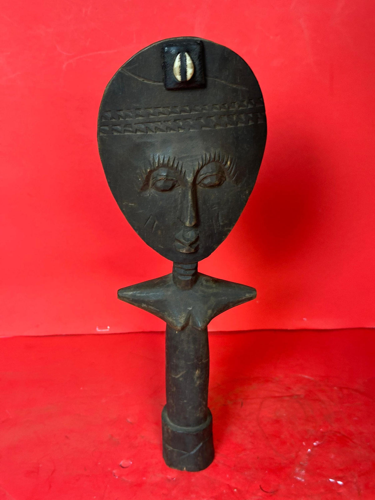 Vintage Ashanti Akuaba Fertility Doll Carved Wood Ghana African Tribal Art 14"