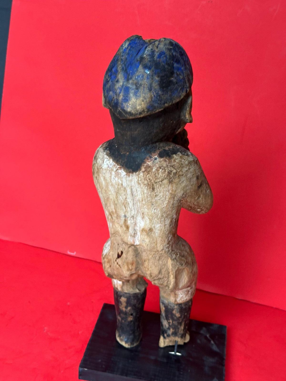 Vintage Urhobo Male Figure Playing a Flute - Nigeria, Niger Delta | African Tribal Art Decor