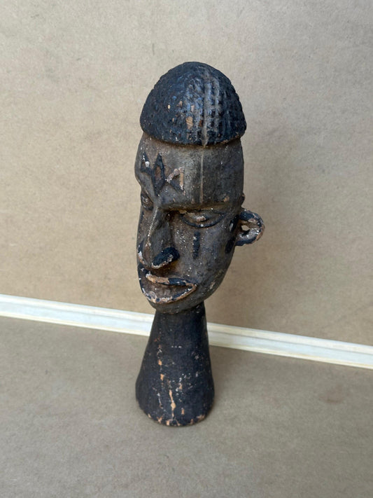 Vintage Nigerian Idoma Ancestral Head Sculpture - Ritual Wood Carving | African Tribal Art Decor