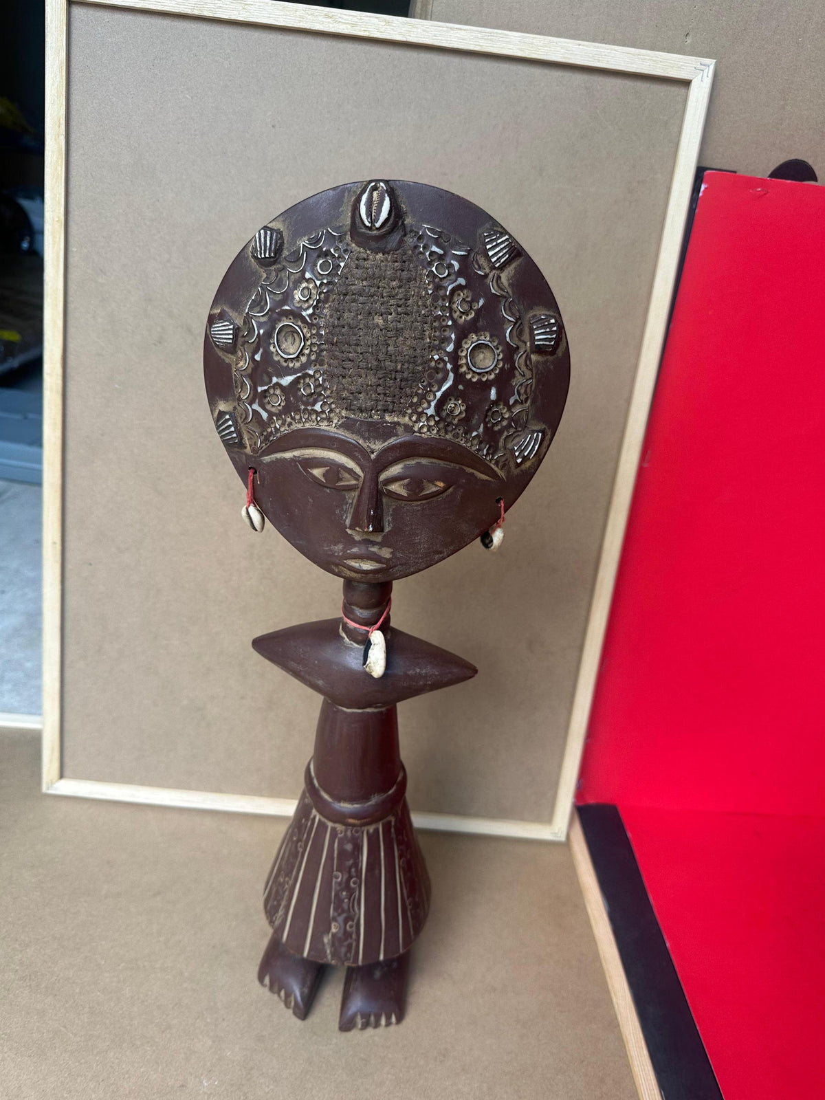 Vintage Akan Akua’ba Fertility Figure - 19" Hand-Carved Wood from Ghana | African Tribal Art Decor