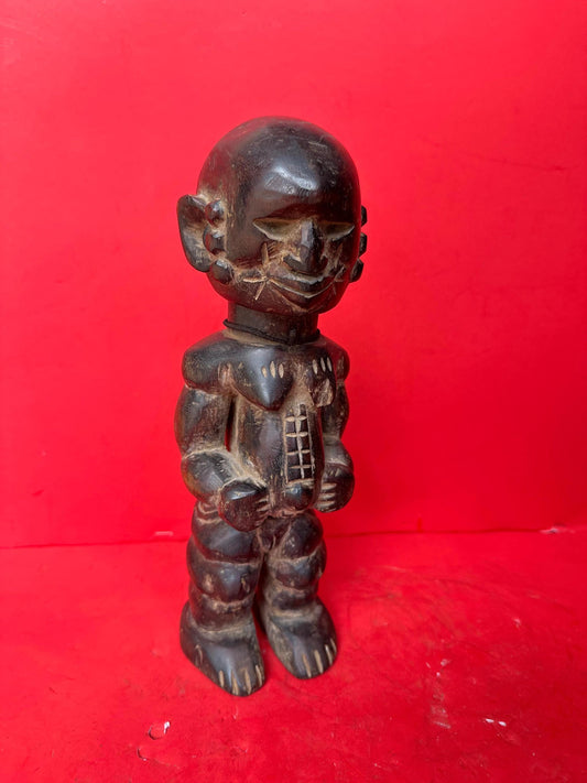 Vintage Tiv Carved Wooden Female Figure - Ancestor / Ritual Statue with Scarification (11")