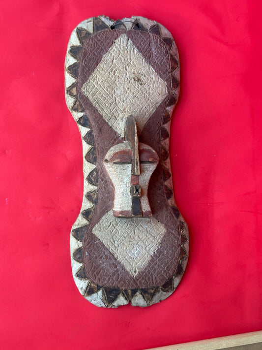 Vintage Songye Painted Ceremonial Shield DR Congo African Tribal Art