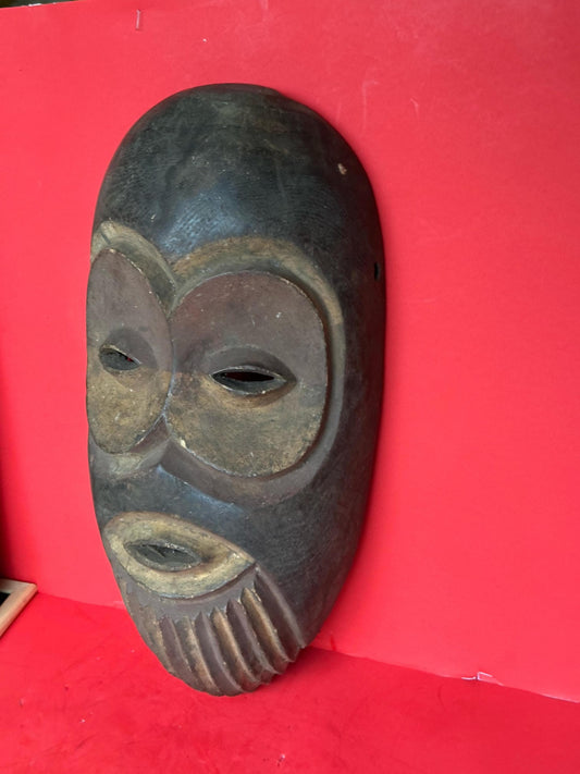 Vintage Bembe DR Congo Wooden Mask - 18.5" Ritual Artifact | African Tribal Art Decor