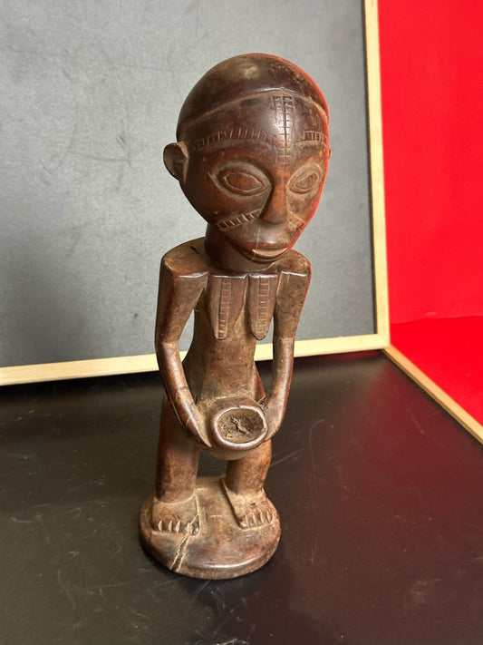 Vintage Tabwa Standing Female Figure Carved Wood DR Congo African Statue 13"