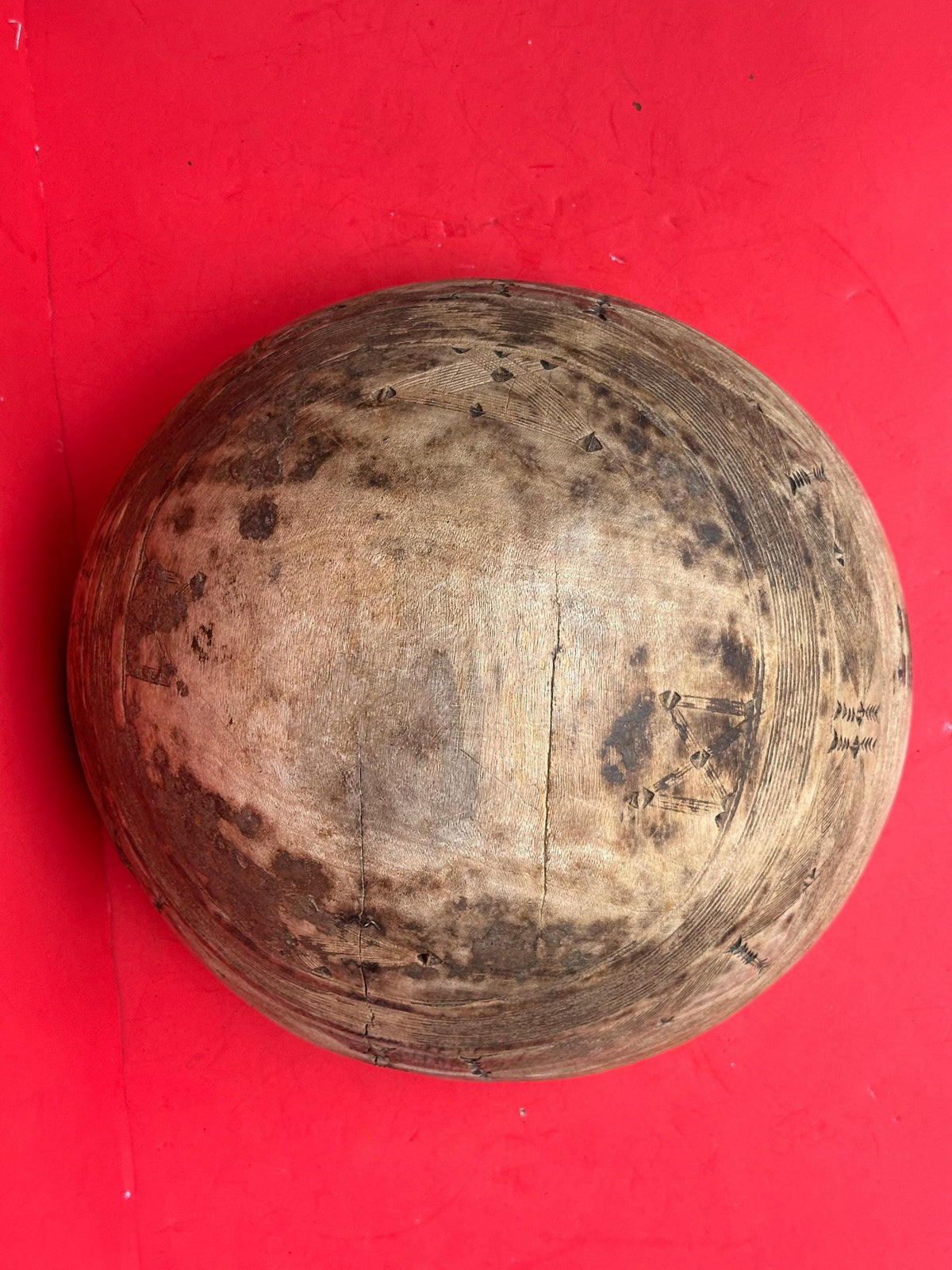 Extra Large Vintage Fulani Calabash Bowl Tummude Indigenous Repairs Gourd